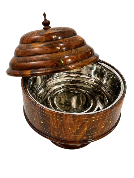Classic Wooden Hot Pot – Stainless Steel Interior