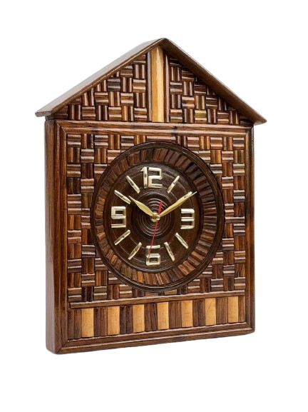 Wooden House Design Wall Clock