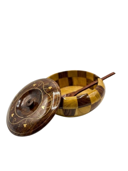 Wooden Sugar Pot with Spoon