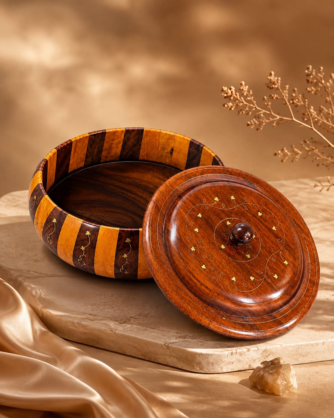 Exquisite Dual-Tone Wooden HotPot
