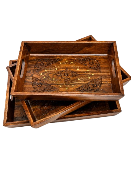 Wooden Classic Serving Tray Set