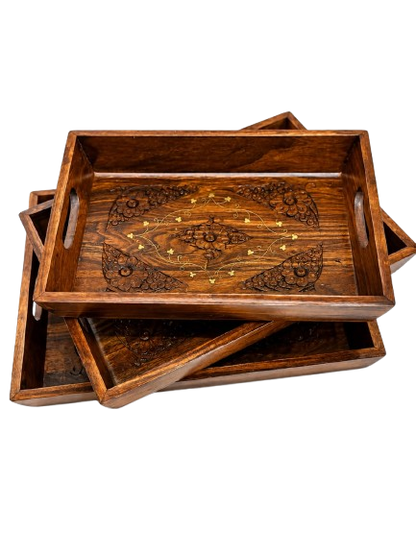 Wooden Classic Serving Tray Set