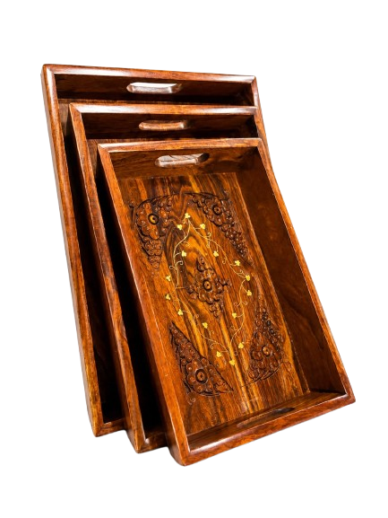 Wooden Classic Serving Tray Set