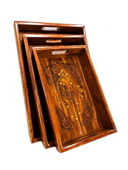 Wooden Classic Serving Tray Set