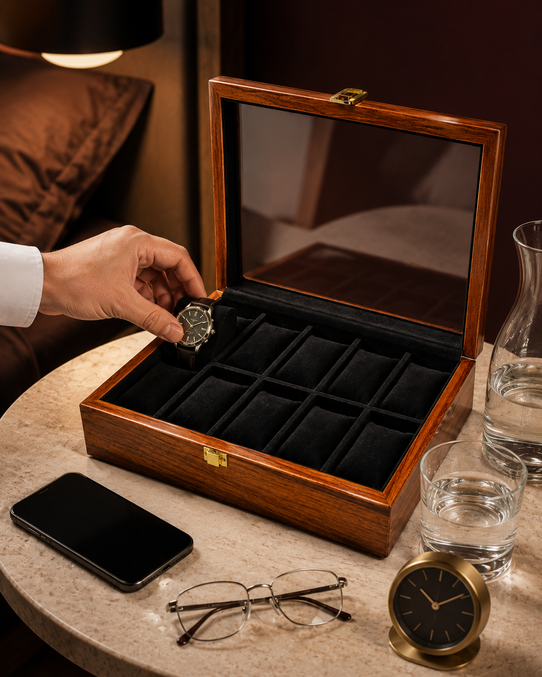 Executive 10-Slot Wooden Watch Box
